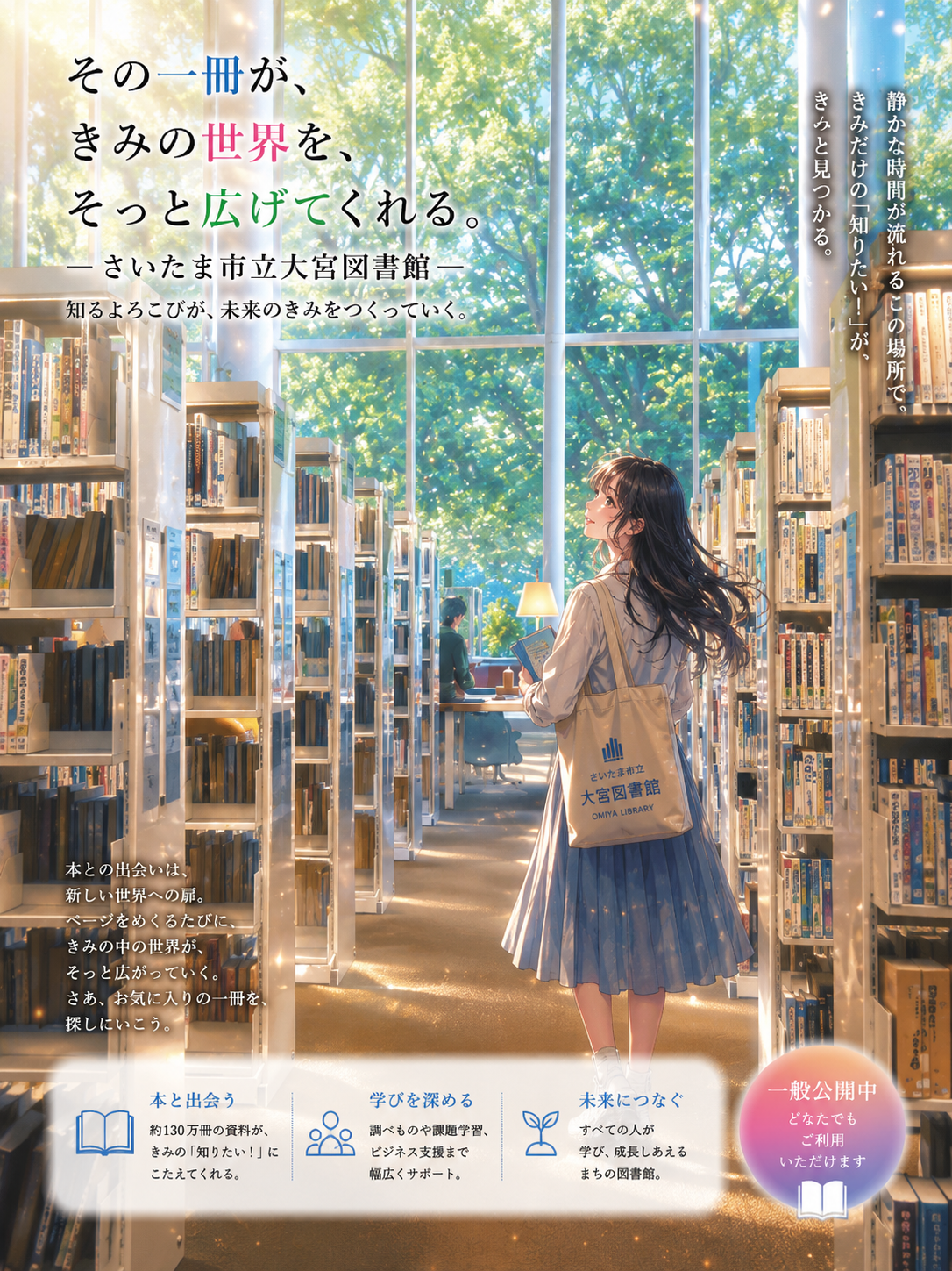 さいたま市立大宮図書館の外観イメージ（AIによるイラスト）