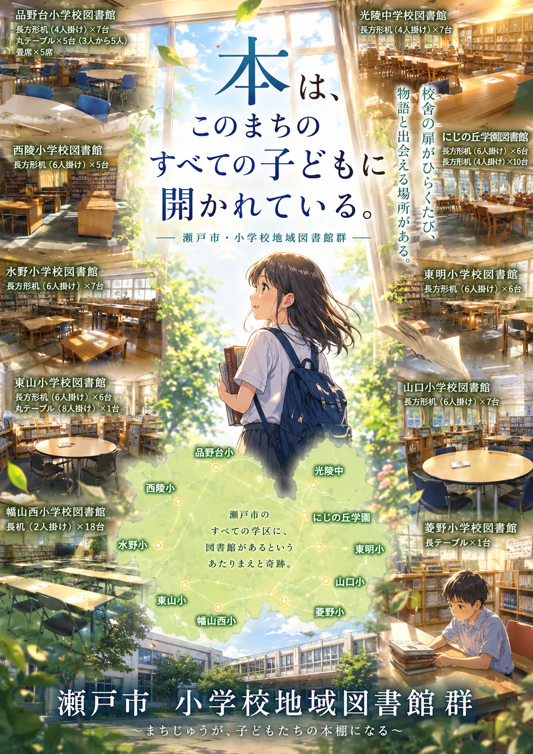 瀬戸市地域図書館(小学校)の外観イメージ