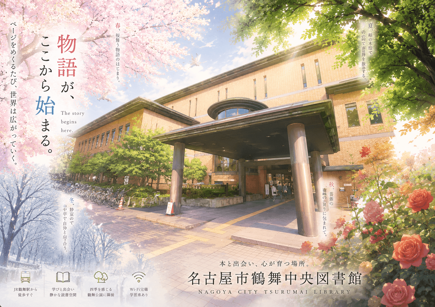 名古屋市鶴舞中央図書館の外観イメージ